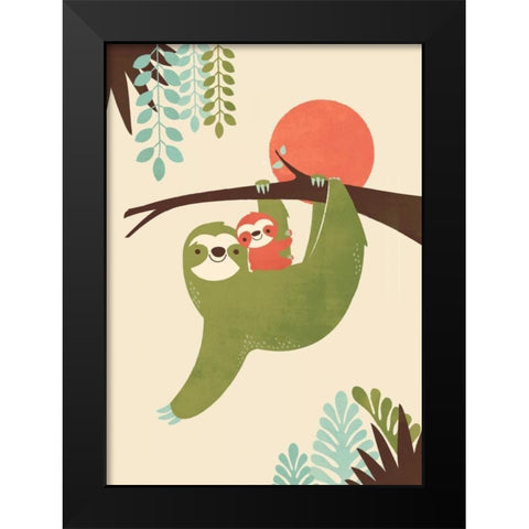 Mama Sloth Black Modern Wood Framed Art Print by Fleck, Jay