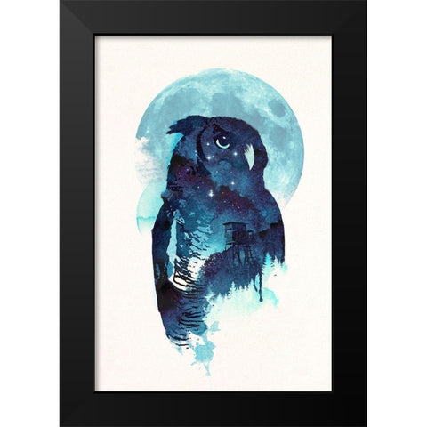 Midnight Owl Black Modern Wood Framed Art Print by Farkas, Robert