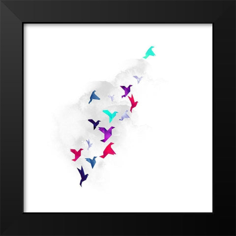 Paper Birds Black Modern Wood Framed Art Print by Farkas, Robert