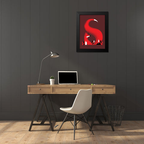 S Like a Fox Black Modern Wood Framed Art Print by Farkas, Robert