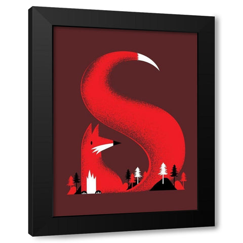 S Like a Fox Black Modern Wood Framed Art Print by Farkas, Robert