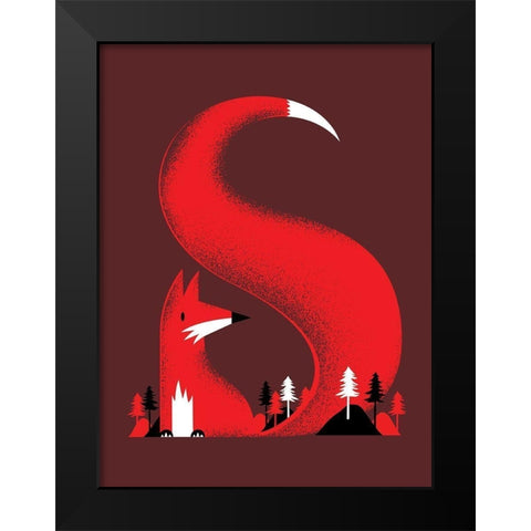 S Like a Fox Black Modern Wood Framed Art Print by Farkas, Robert