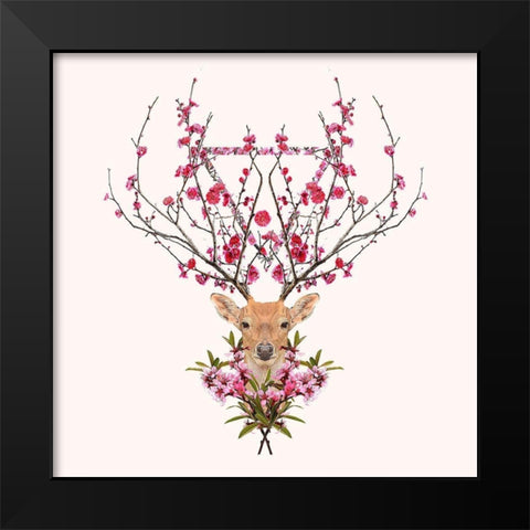 Spring Deer Black Modern Wood Framed Art Print by Farkas, Robert