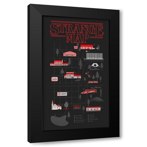 Strange Map Black Modern Wood Framed Art Print with Double Matting by Farkas, Robert