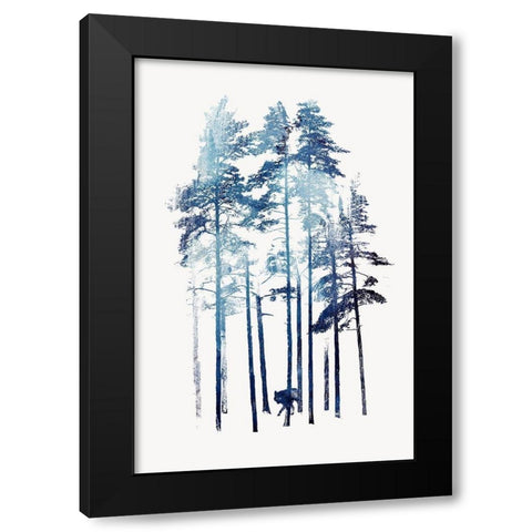 Winter Wolf Black Modern Wood Framed Art Print with Double Matting by Farkas, Robert