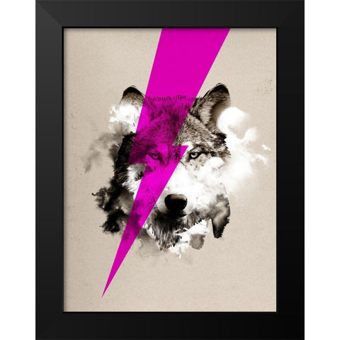 Wolf Rocks Black Modern Wood Framed Art Print by Farkas, Robert