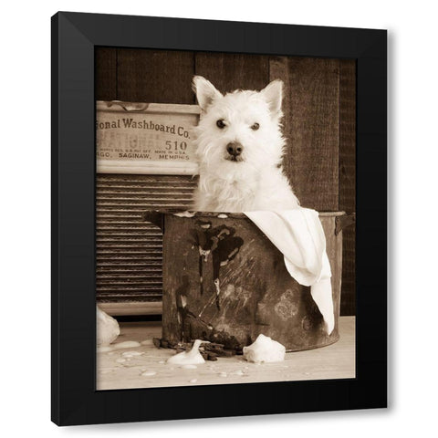 Vintage Wash Day Black Modern Wood Framed Art Print with Double Matting by Fielding, Edward M.