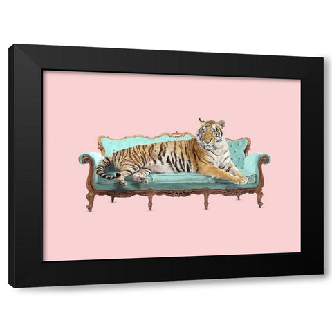 Lazy Tiger Black Modern Wood Framed Art Print by Farkas, Robert
