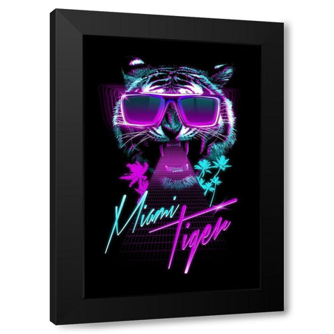 Miami Tiger Black Modern Wood Framed Art Print with Double Matting by Farkas, Robert