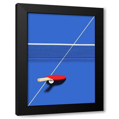 Pingpong Black Modern Wood Framed Art Print with Double Matting by Farkas, Robert