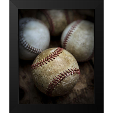 Old Baseball Black Modern Wood Framed Art Print by Fielding, Edward M.