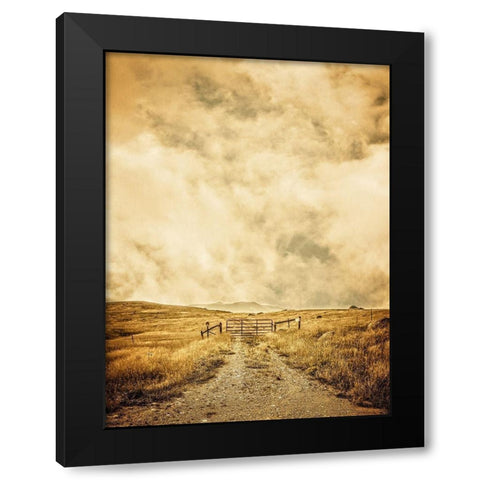 Ranch Gate Black Modern Wood Framed Art Print with Double Matting by Fielding, Edward M.