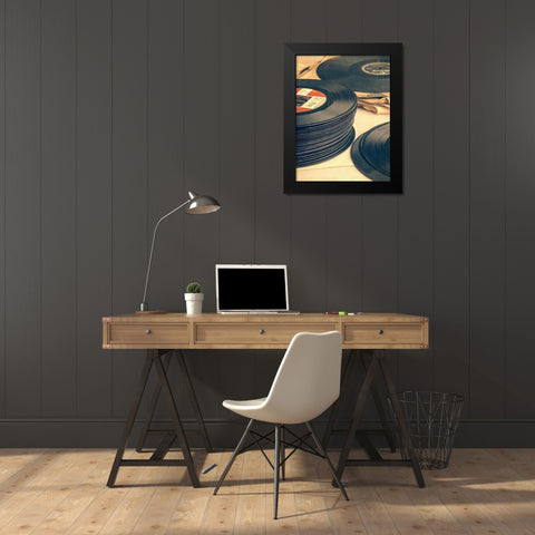 Old 45s Black Modern Wood Framed Art Print by Fielding, Edward M.