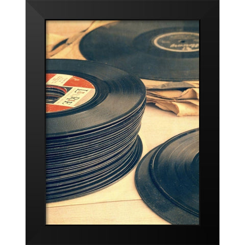 Old 45s Black Modern Wood Framed Art Print by Fielding, Edward M.