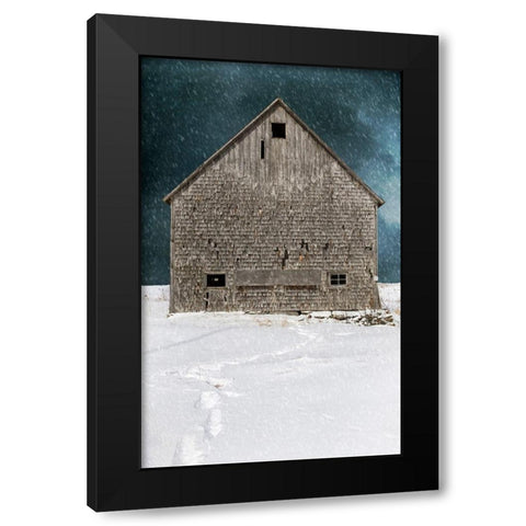 Old Barn Black Modern Wood Framed Art Print by Fielding, Edward M.
