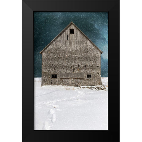 Old Barn Black Modern Wood Framed Art Print by Fielding, Edward M.