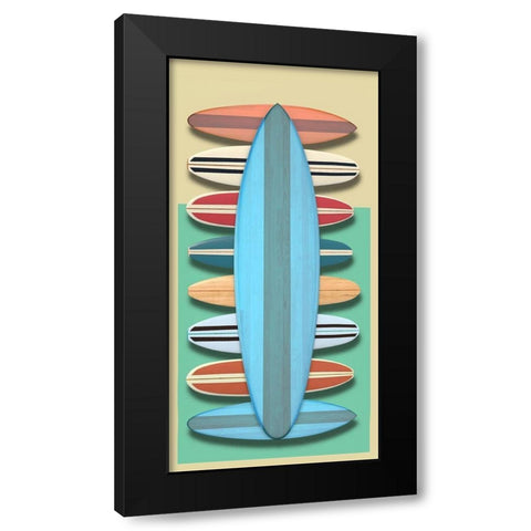 Surfboards - Red Black Modern Wood Framed Art Print with Double Matting by Fielding, Edward M.