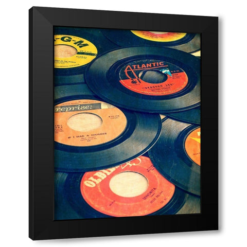 Old Records Black Modern Wood Framed Art Print by Fielding, Edward M.
