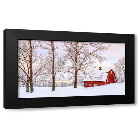 Winter Arrives Black Modern Wood Framed Art Print with Double Matting by Fielding, Edward M.