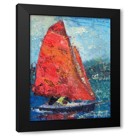Red Sail Black Modern Wood Framed Art Print with Double Matting by Forst, Beth A.