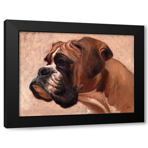 Boxer Black Modern Wood Framed Art Print with Double Matting by Fluharty, Thomas