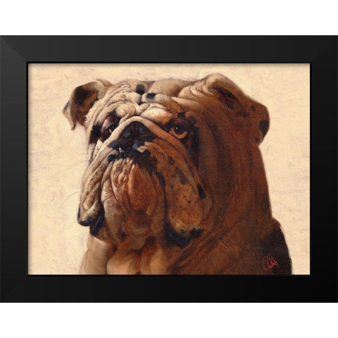 Bulldog Black Modern Wood Framed Art Print by Fluharty, Thomas