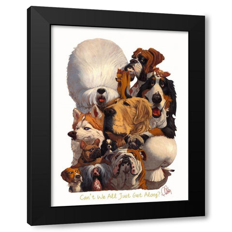 Cant We All Just Get Along Black Modern Wood Framed Art Print by Fluharty, Thomas