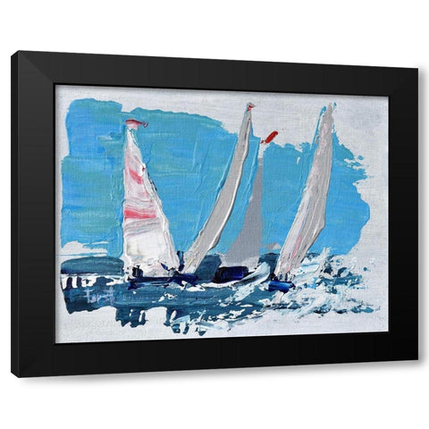 Candy Stripe Regatta Black Modern Wood Framed Art Print by Forst, Beth A.