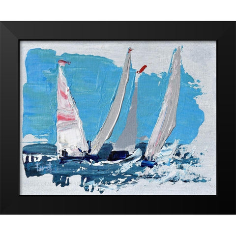 Candy Stripe Regatta Black Modern Wood Framed Art Print by Forst, Beth A.