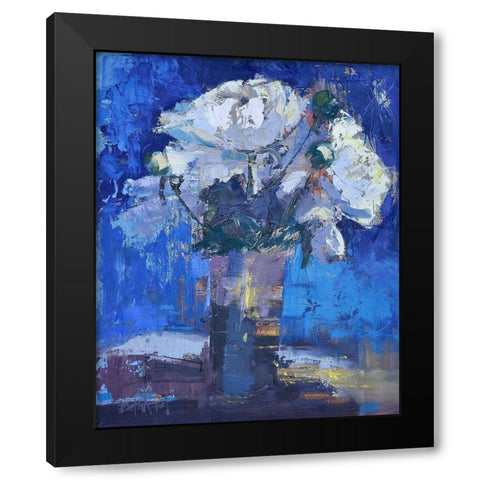 White Peonies Black Modern Wood Framed Art Print by Forst, Beth A.