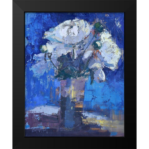 White Peonies Black Modern Wood Framed Art Print by Forst, Beth A.