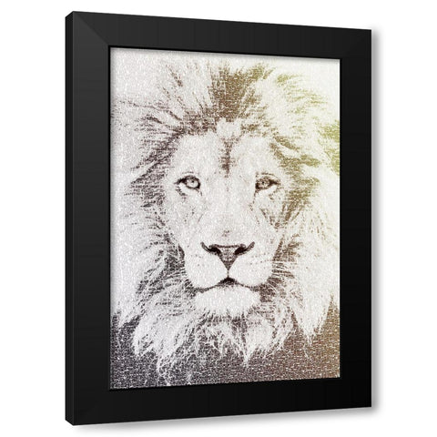 Lion Black Modern Wood Framed Art Print with Double Matting by Flores, Paula Belle