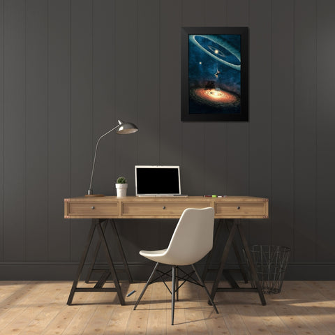 My Dream House in Another Galaxy Black Modern Wood Framed Art Print by Flores, Paula Belle