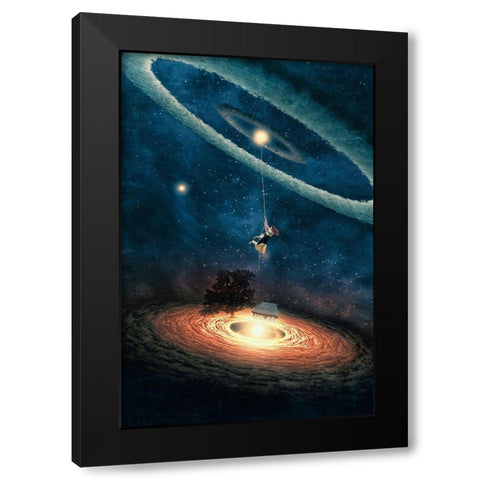 My Dream House in Another Galaxy Black Modern Wood Framed Art Print by Flores, Paula Belle