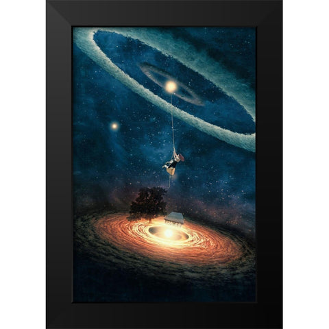My Dream House in Another Galaxy Black Modern Wood Framed Art Print by Flores, Paula Belle