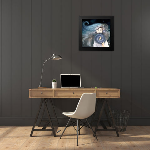 My Secret Universe Black Modern Wood Framed Art Print by Flores, Paula Belle