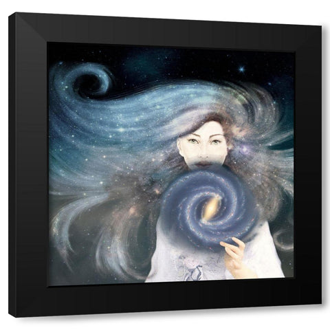 My Secret Universe Black Modern Wood Framed Art Print by Flores, Paula Belle