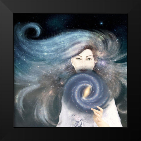 My Secret Universe Black Modern Wood Framed Art Print by Flores, Paula Belle