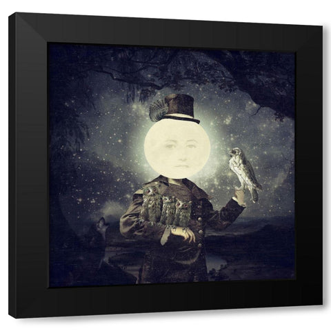 Full Moon Black Modern Wood Framed Art Print by Flores, Paula Belle