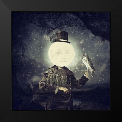 Full Moon Black Modern Wood Framed Art Print by Flores, Paula Belle