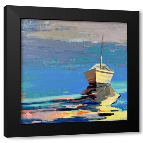 Blue Bay Black Modern Wood Framed Art Print with Double Matting by Forst, Beth A.