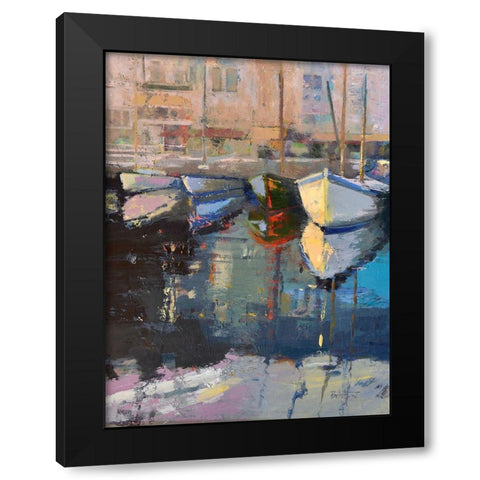 Valencia Boats Black Modern Wood Framed Art Print by Forst, Beth A.