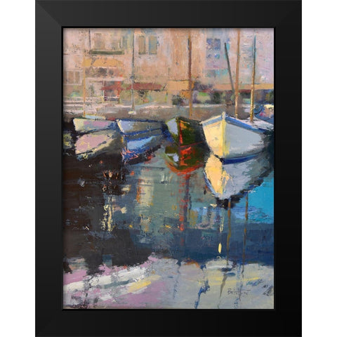 Valencia Boats Black Modern Wood Framed Art Print by Forst, Beth A.