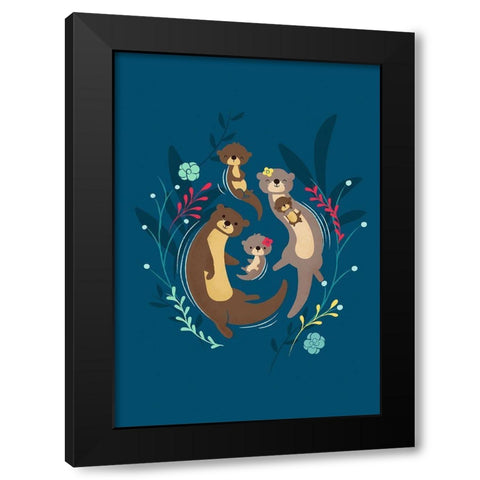 Otter Family Black Modern Wood Framed Art Print by Fleck, Jay