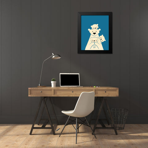 Papa Bear Black Modern Wood Framed Art Print by Fleck, Jay