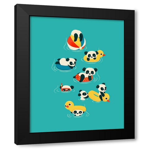 Tubing Pandas Black Modern Wood Framed Art Print with Double Matting by Fleck, Jay