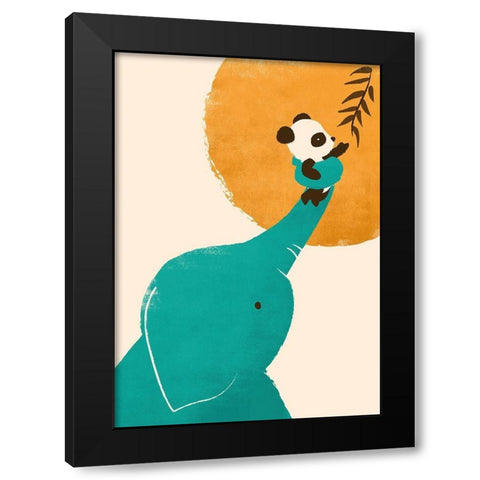 Pandaâ€™s Little Helper Black Modern Wood Framed Art Print with Double Matting by Fleck, Jay