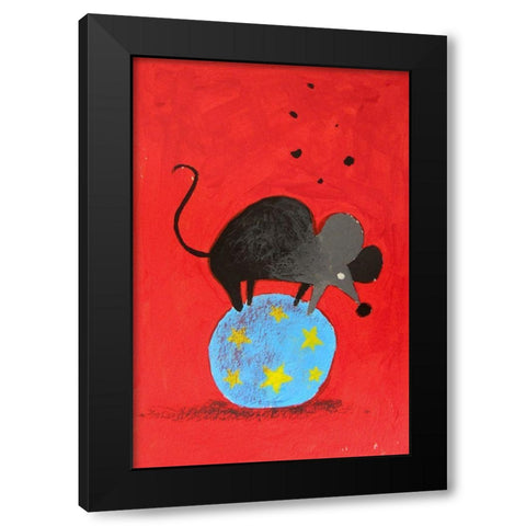 Circus Mouse Black Modern Wood Framed Art Print by Filiuta, Robert