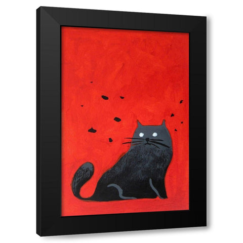 Stray Black Cat Black Modern Wood Framed Art Print with Double Matting by Filiuta, Robert
