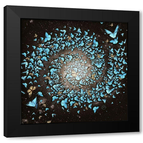Butterfly Galaxy Black Modern Wood Framed Art Print with Double Matting by Flores, Paula Belle